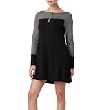 IMAGE OF Michael Stars Color Blocking Long Sleeve Henley Dress, One Size, Black