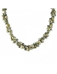 14K 2 strand dyed green freshwater cultured pearl necklace, 18"