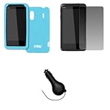 EMPIRE Light Blue Silicone Skin Case Cover + Screen Protector + Retractable ....