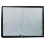 GBC-COMMERCIAL & CONSUMER GRP / Gray fabric/cork bulletin board, sliding glass doors, black frame, 47wx34h / QRT01428 / Sold as 1 Each / Mfr Part # 01428 \*/ Gray fabric/cork bulletin board, sliding g