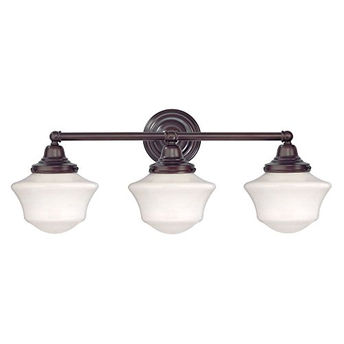 Schoolhouse Bathroom Light with Three Lights in Bronze Finish