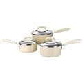This Morning by Prestige Non-Stick Aluminium 3-Piece Saucepan Set, 16/18/20 cm, Almond