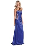 Ladies Royal Blue Strapless Beaded Long Evening Dress