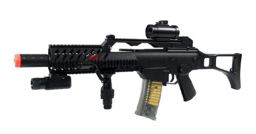 Spring Double Eagle Blade Trinity Style G36 Assault Rifle FPS-150, Scope, Laser, Tactical Light, Open Stock Airsoft Gun