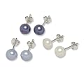 Valero Pearls pearls4girls Damen-Ohrstecker 925 Sterlingsilber S��wasser-Zuchtperlen wei� / ros� / violett  60200123