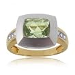 Prasiolite and Diamond Heart & Stars Ring w Two Tone Gold