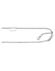 .925 Sterling Silver Rope Link Chain Adjustable 1.0mm Wide 16" to 22" RHO