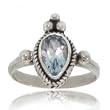 Genuine Blue Topaz Teardrop Ring in Fine Sterling Silver