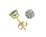 Gold Overlay Sterling Silver 6mm Round Green Amethyst Earrings