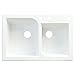 Transolid RTDO3322-01-ABD Radius Granite 3-Hole Drop-in Double-Bowl Kitchen Sink, 25" x 22" x 9", White
