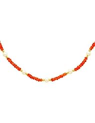 14K Gold White Cultured Pearl & Citrine Necklace 18"