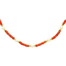 14K Gold White Freshwater Cultured Round Pearl Citrine Necklace 18 by FindingKing