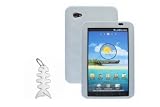 Samsung Galaxy Tab Tablet P1000 Silicone Skin Case Gel Cover- Clear/White + Fishbond keychain