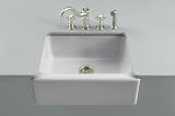 Kohler K-6573-5U-W2 Alcott Apron-Front, Undercounter Kitchen Sink with Five-Hole Oversized Faucet Drilling, Earthen White