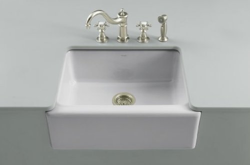 Kohler K-6573-5U-W2 Alcott Apron-Front, Undercounter Kitchen Sink with Five-Hole Oversized Faucet Drilling, Earthen White