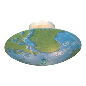 3 Light Semi-Flush Ceiling Light Fixture - Blue  Green