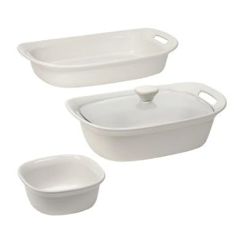 Corningware Etch 4 Piece Bakeware Set (White Linen) Corningware Etch 4 Piece Bakeware Set (White Linen)
