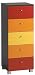 SB-Design 433-005_mocca/rot-orange-gelb - Kommode SOPHIA 5 - B x H x T: 40.0 x 106.0 x 31.5 cm