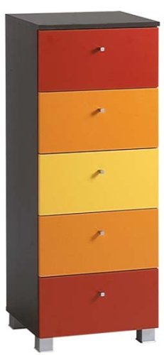 SB-Design 433-005_mocca/rot-orange-gelb - Kommode SOPHIA 5 - B x H x T: 40.0 x 106.0 x 31.5 cm