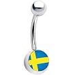 Stainless Steel Swedish Flag Logo Belly Ring