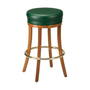 Wood and Vinyl Round Top Bar Stool: Mahogany - Brass by KegWorks