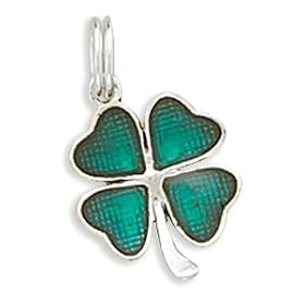 Buy Enameled Sterling Silver Charm .625 in long Green Enamel 4 Leaf Clover by Silver Messages--Free US Shipping