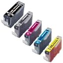 SET OF FIVE COMPATIBLE CANON CHIPPED INKJET CARTRIDGES - PGI-520 BLACK, CLI-521 BLACK, CLI-521 CYAN, CLI-521 MAGENTA, CLI-521 YELLOW - CANON PIXMA MP540 / 630 / 980 / 620 / IP3600 / 4600