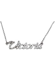 Name Necklaces Victoria - Personalized Necklace White Gold Plated 18K, Belcher Chain, 2mm Thick
