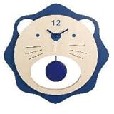 木製振り子時計　ライオン　ブルー　31223