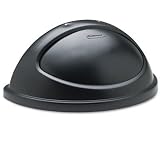 Half-Round Trash Receptacle Lid, Untouchable, Fits RUB35200, Black, Swing Door RUB362000BK