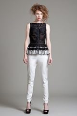 BL3167 Mixed Eyelet Lace Peplum Top