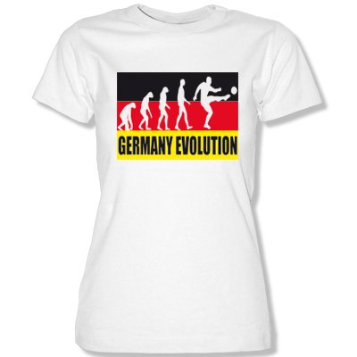 DEUTSCHLAND MOTIV 22 Damen T-Shirt Weiss / Schwarz-Rot-Gelb Gr. M