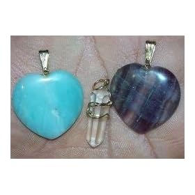 AQUAMARINE,HEALING CRYSTAL, FLUORITE PENDANTS