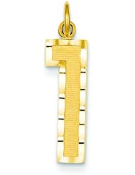 14K Yellow Gold Large Number 1 Charm Pendant Jewelry