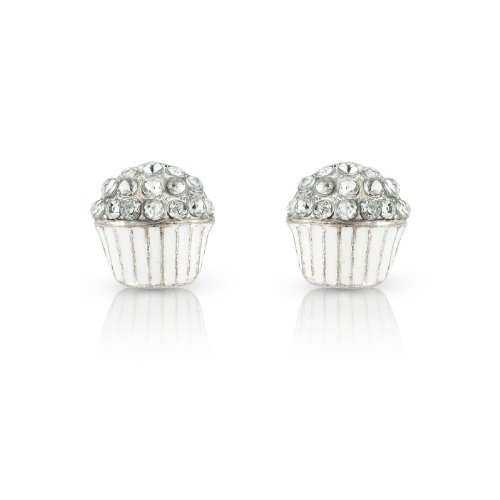 Stunning Silver Diamante Cup Cake Earrings, 1.5