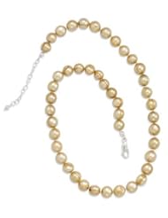 18" + 2" Extension Gold Cultured Freshwater Pearl Knotted Necklace