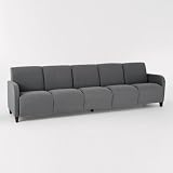 Siena Five Seat Sofa Avon Blue Fabric/Cherry Finish