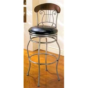 29 Inch Metal Bar Stool with Wood Back 