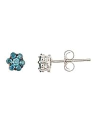 14k White Gold Blue Diamond Children Studs Earrings (0.30Cttw, SI Clarity, H Color)