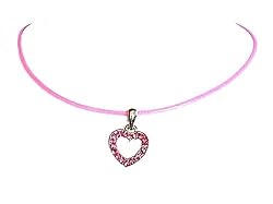 Necklace - N288 - Crystal Heart (Sm) Hung on Pink Cord ~ Rose