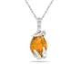 Pear Shaped Citrine and Diamond Pendant in White Gold