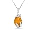 Pear Shaped Citrine and Diamond Pendant in White Gold
