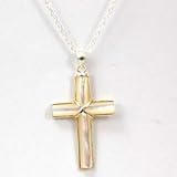 Sterling Silver Mother of Pearl Cross Pendant on an 18 Chain by T.O.C