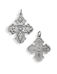 Sterling Silver Reversible Catholic Cross Medallion Pendant