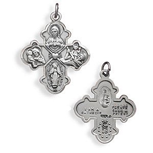 Reversible Catholic Cross Medallion Pendant