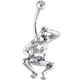 Solid 14KT White Gold MONKEY BUSINESS Belly Ring