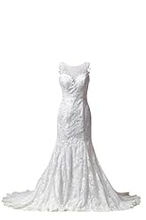 Plus Size Mermaid Cotton/Satin/Tulle Backless Beaded Illusion Applique Lace Wedding Dress 