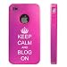 Apple iPhone 4 4S 4G Hot Pink D1702 Aluminum & Silicone Case Cover Keep Calm and Blog on Crown