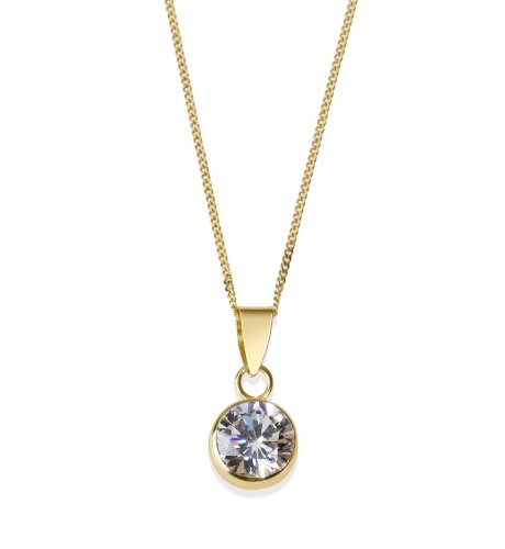 9ct Gold Cubic Zirconia Circular Pendant Necklace