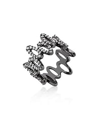 CZ and Hematite Oval Fashion Ring